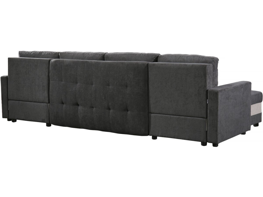 Panorama-Sofa mit Schlaffunktion und Stauraum "Antoine" - 5-Sitzer - Dunkelgrau/Hellgrau