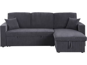 Ecksofa mit Schlaffunktion aus Cord „Alain“ - 3-Sitzer - Grau