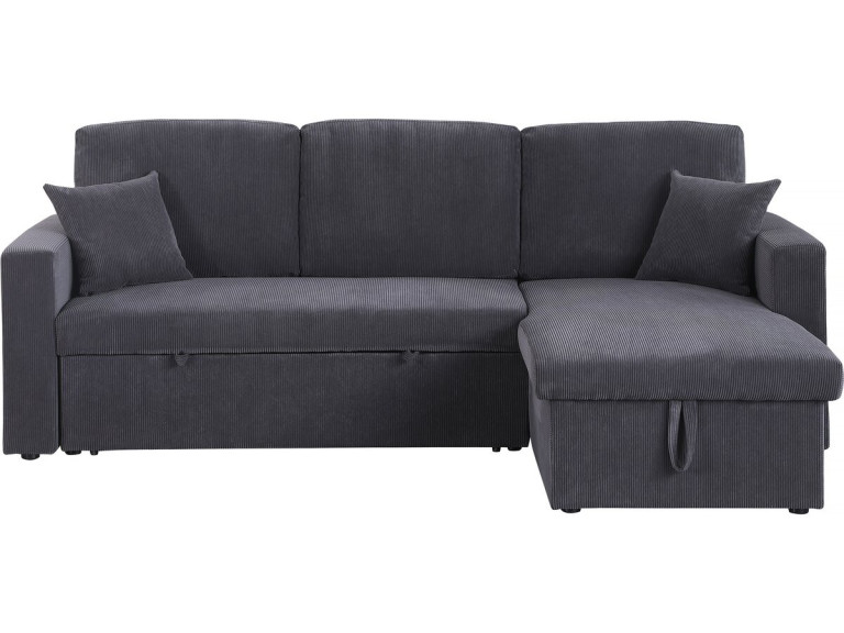 Ecksofa mit Schlaffunktion aus Cord „Alain“ - 3-Sitzer - Grau