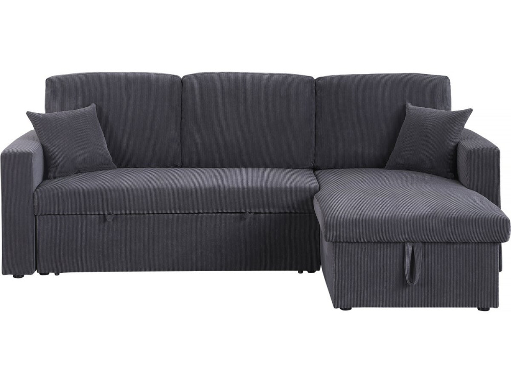 Ecksofa mit Schlaffunktion aus Cord „Alain“ - 3-Sitzer - Grau