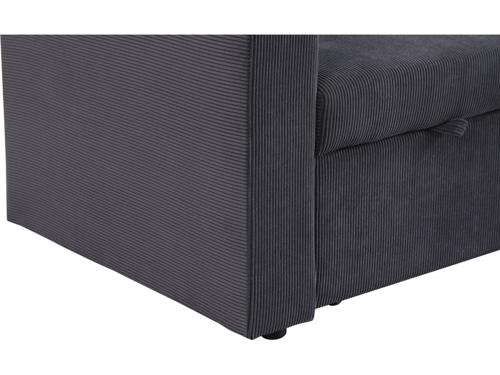 Ecksofa mit Schlaffunktion aus Cord „Alain“ - 3-Sitzer - Grau