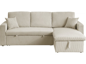 Ecksofa mit Schlaffunktion aus Cord „Alain“ - 3-Sitzer - Beige