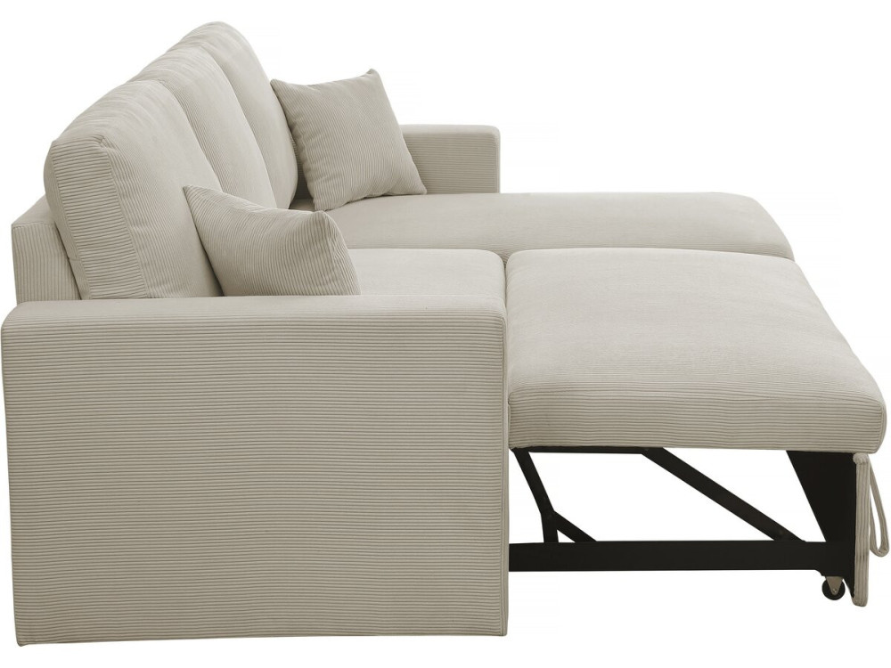 Ecksofa mit Schlaffunktion aus Cord „Alain“ - 3-Sitzer - Beige