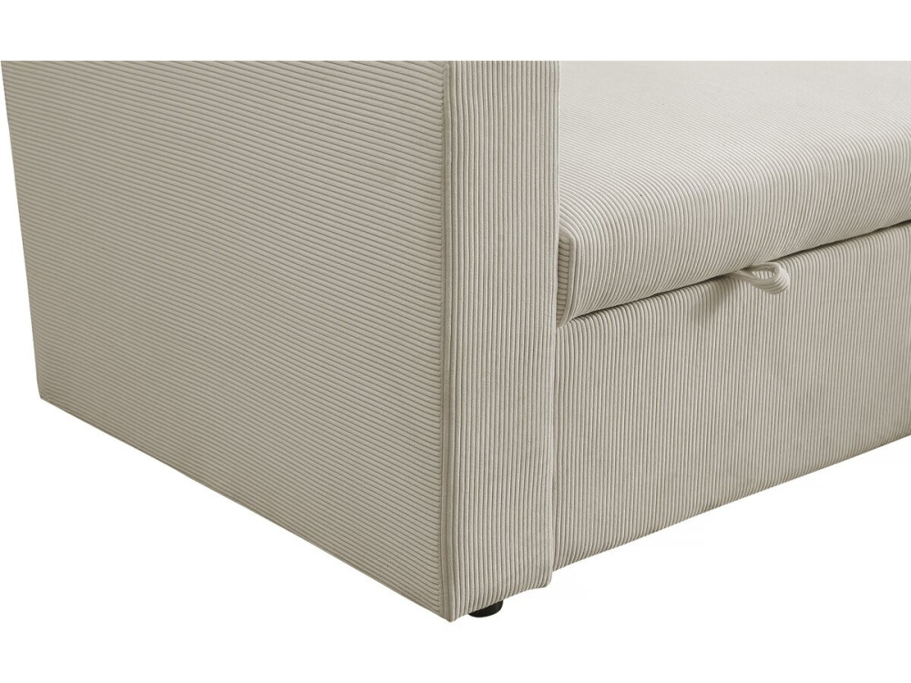 Ecksofa mit Schlaffunktion aus Cord „Alain“ - 3-Sitzer - Beige