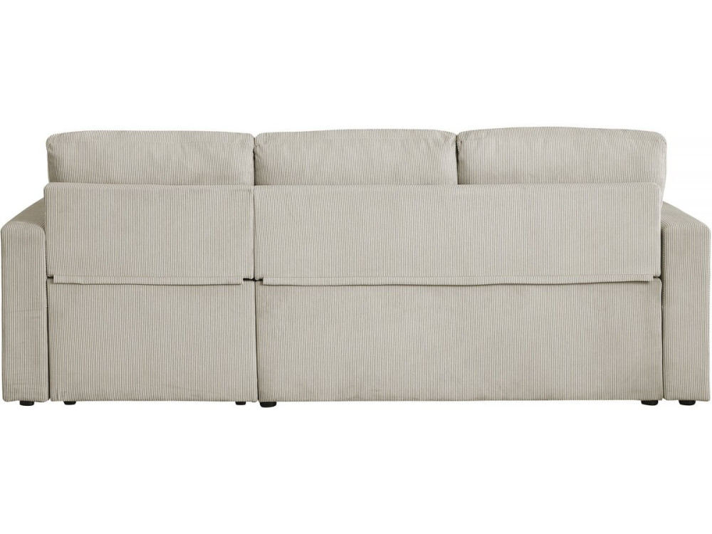 Ecksofa mit Schlaffunktion aus Cord „Alain“ - 3-Sitzer - Beige
