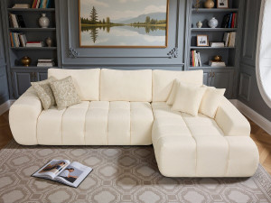 Ecksofa, rechts, Stoff, Bubble-Stil "Sidonie" - 4-Sitzer - Beige 2
