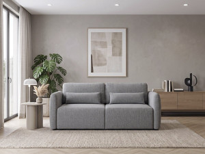 Gerades 3-Sitzer-Sofa aus Stoff „Concorde“ mit Schlaffunktion – Grau 2