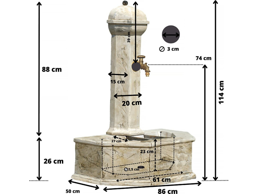 Brunnen "Provence" - 0.86 x 0.51 x 1.13 m