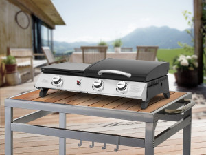 Gas-Plancha mit Deckel "Rasio" - 7,5 kW - 3 Brenner - Schwarz 2