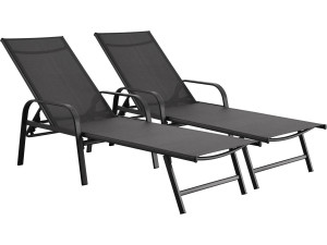 2er-Set Sonnenliegen aus Metall "Farniente- Grau
