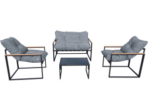 Gartenlounge "Jules" - 4 Personen - Grau/Schwarz