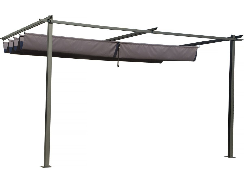Anbaupergola mit ausziehbarem Dach -  3 x 4 m - Anthrazitgrau