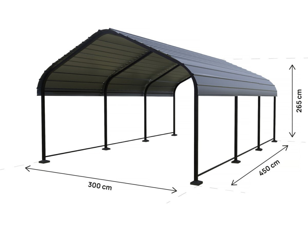 Carport Metallcarport "Phoenix" - 13,5 m² - Grau