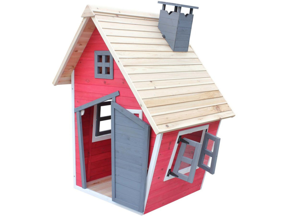 Kindergartenhaus "Lilou" - 119,5 x 156 x 102 cm - Rot/Grau