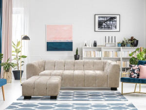 Designer 3-Sitzer Sofa aus Chenille-Stoff "Foch" - Beige 2
