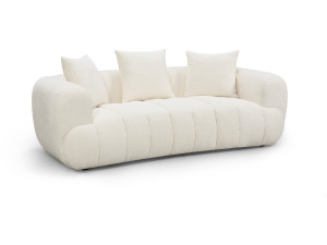 Gerades Sofa im Bubble-Stil aus strukturiertem Stoff „La Fayette“ – 3-Sitzer – Creme