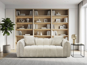 Gerades Stoffsofa im Bubble-Stil „Balzac“ – 3-Sitzer – Beige 2