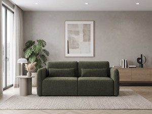 Gerades 3-Sitzer-Sofa aus Stoff „Concorde“ mit Schlaffunktion – Grün 2
