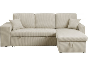 Ecksofa reversibel aus Cord mit Schlaffunktion "Axel" - 3-Sitzer - Beige