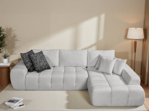 Ecksofa, rechts, Stoff, Bubble-Stil "Sidonie" - 4-Sitzer - Grau 2