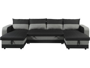 Panorama-Ecksofa mit Stoffbezug "Victor" - 4-Sitzer - Schwarz