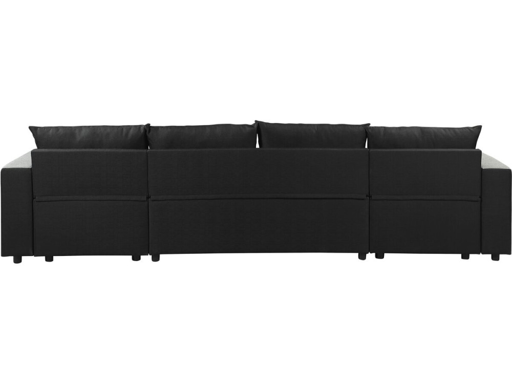 Panorama-Ecksofa mit Stoffbezug "Victor" - 4-Sitzer - Schwarz