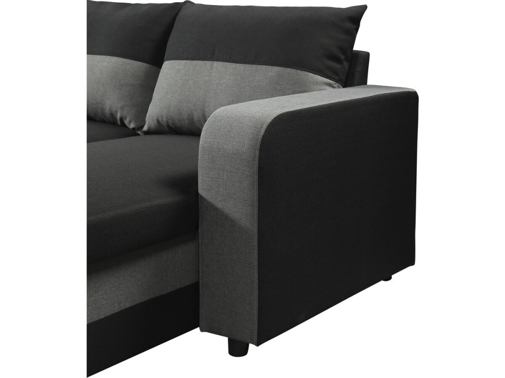 Panorama-Ecksofa mit Stoffbezug "Victor" - 4-Sitzer - Schwarz