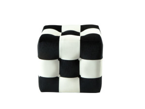 Sitzsack aus Samt "Patchwork" - 42 x 42 x 42 cm - Schwarz / Weiß