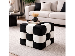 Sitzsack aus Samt "Patchwork" - 42 x 42 x 42 cm - Schwarz / Weiß 2
