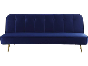 Schlafsofa aus Samt "James" - 180 x  83 x 75 cm - 3-Sitzer - Dunkelblau