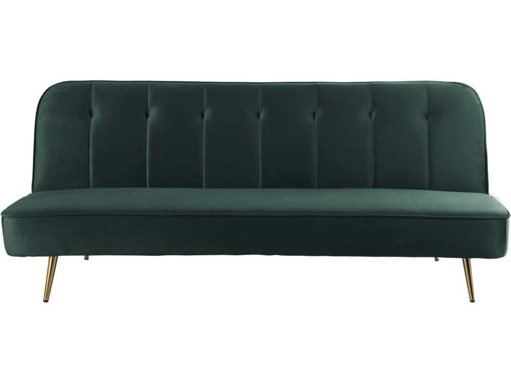 Schlafsofa aus Samt "James" - 180 x  83 x 75 cm - 3-Sitzer - Dunkelgrün