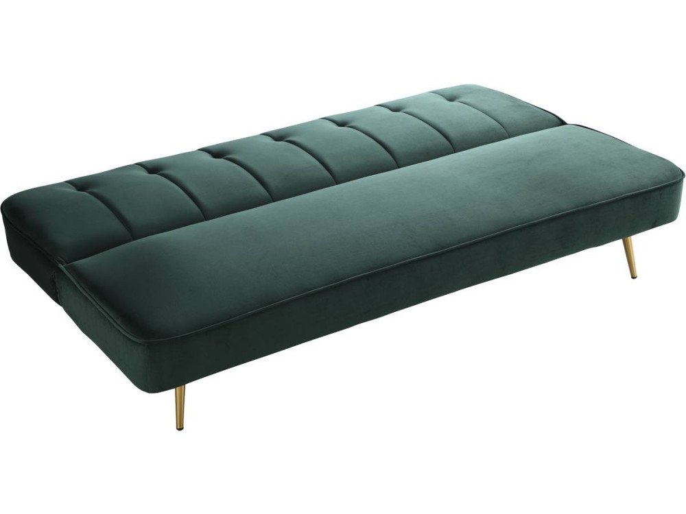 Schlafsofa aus Samt "James" - 180 x  83 x 75 cm - 3-Sitzer - Dunkelgrün