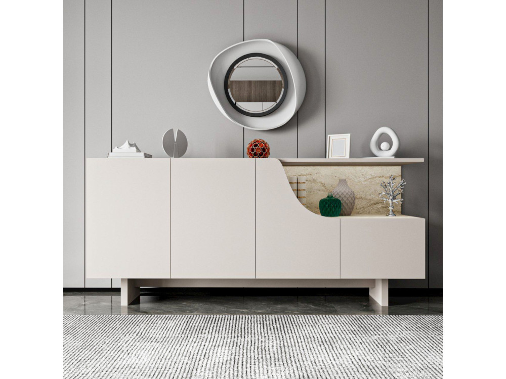 Holzsideboard „Line“ – 180 x 40 x 81 cm – Beige
