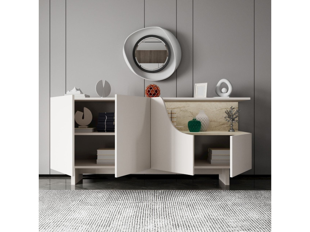 Holzsideboard „Line“ – 180 x 40 x 81 cm – Beige