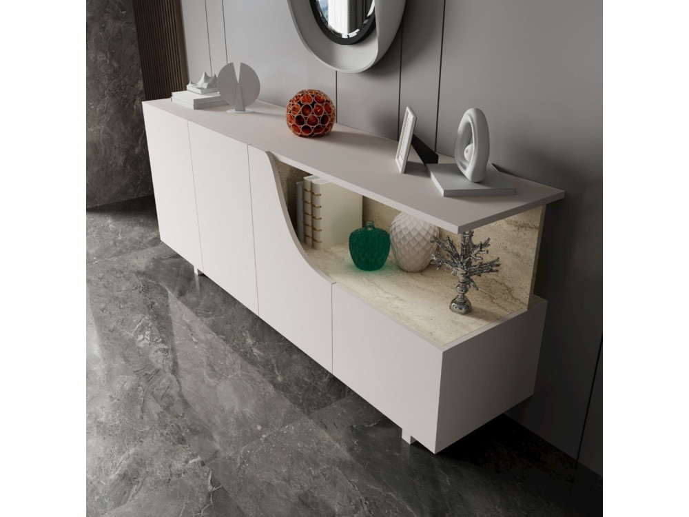 Holzsideboard „Line“ – 180 x 40 x 81 cm – Beige