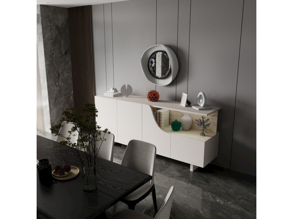 Holzsideboard „Line“ – 180 x 40 x 81 cm – Beige