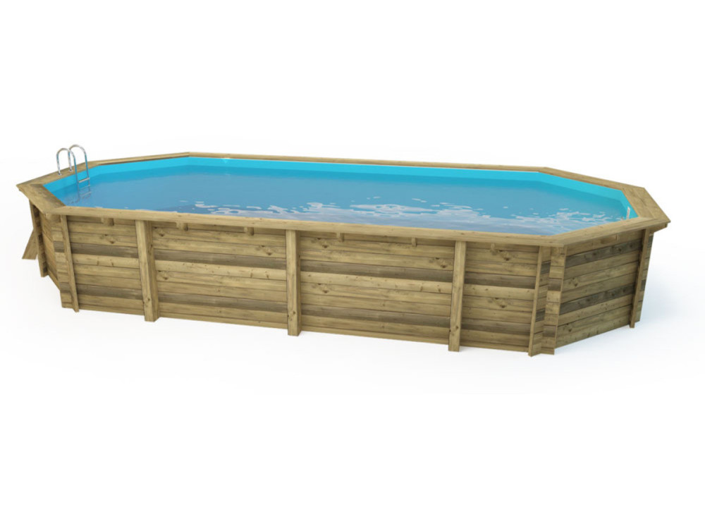 Holzpool "Ibiza 130" - 8,57 x 4,57 x 1,31 m - Luftpolster-Abdeckplane 180 µ - Winterplane 280 g/m²