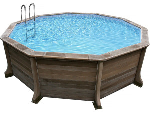 Betonpool in Holzoptik im Bausatz Zehnkant - 4.95 x 1.28 m