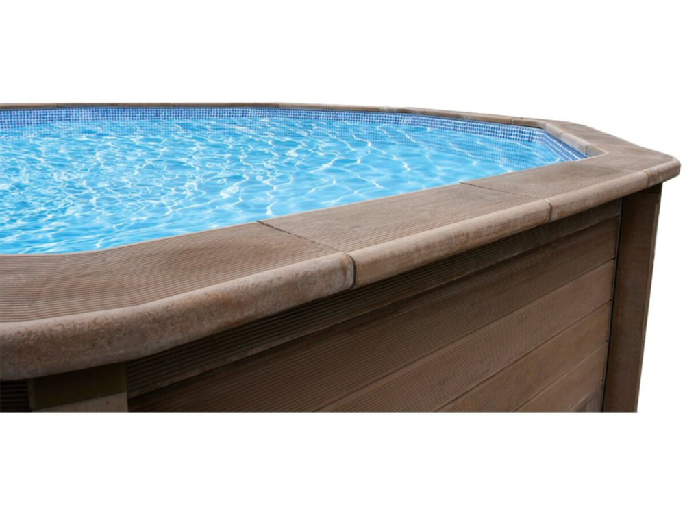 Betonpool in Holzoptik im Bausatz Zehnkant - 4.95 x 1.28 m