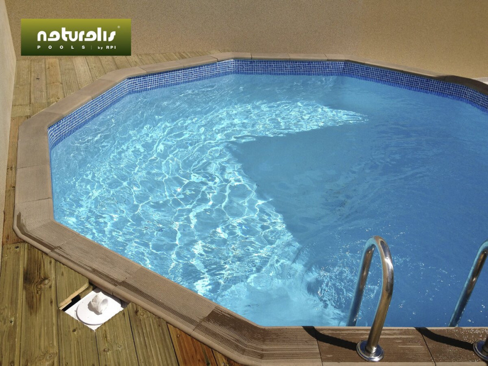 Betonpool in Holzoptik im Bausatz Zehnkant - 4.95 x 1.28 m