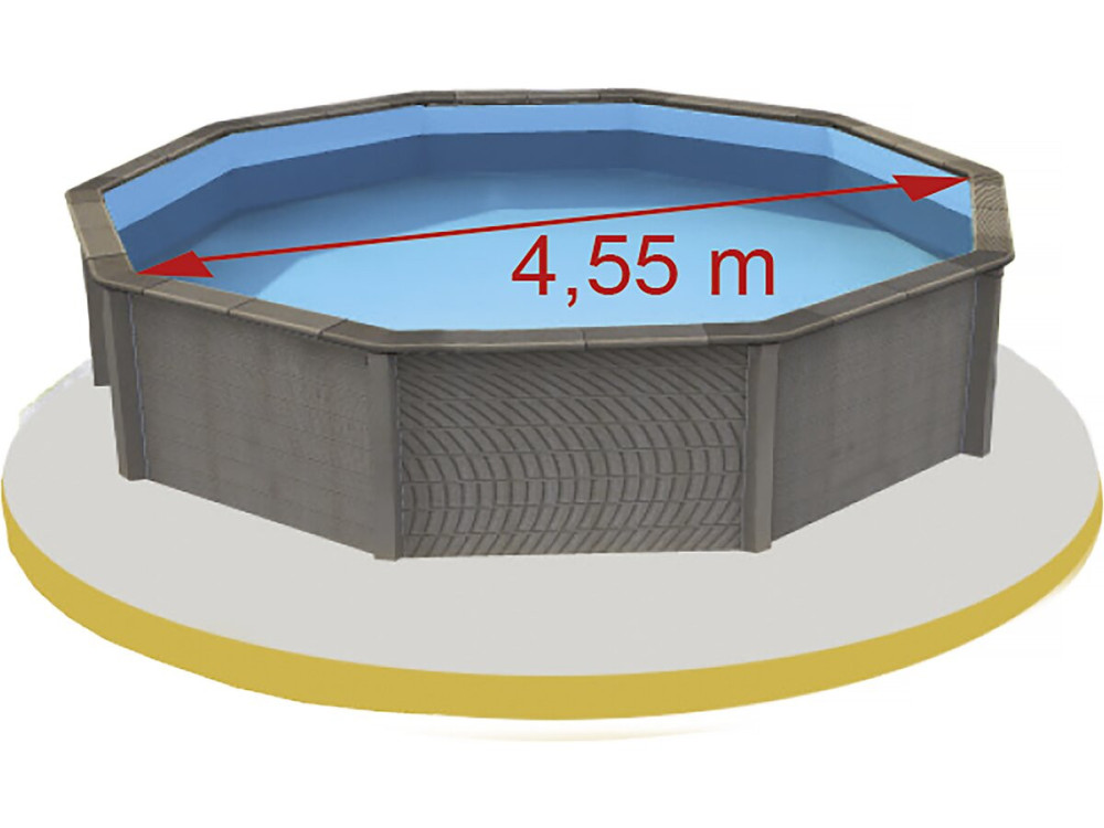 Betonpool in Holzoptik im Bausatz Zehnkant - 4.95 x 1.28 m
