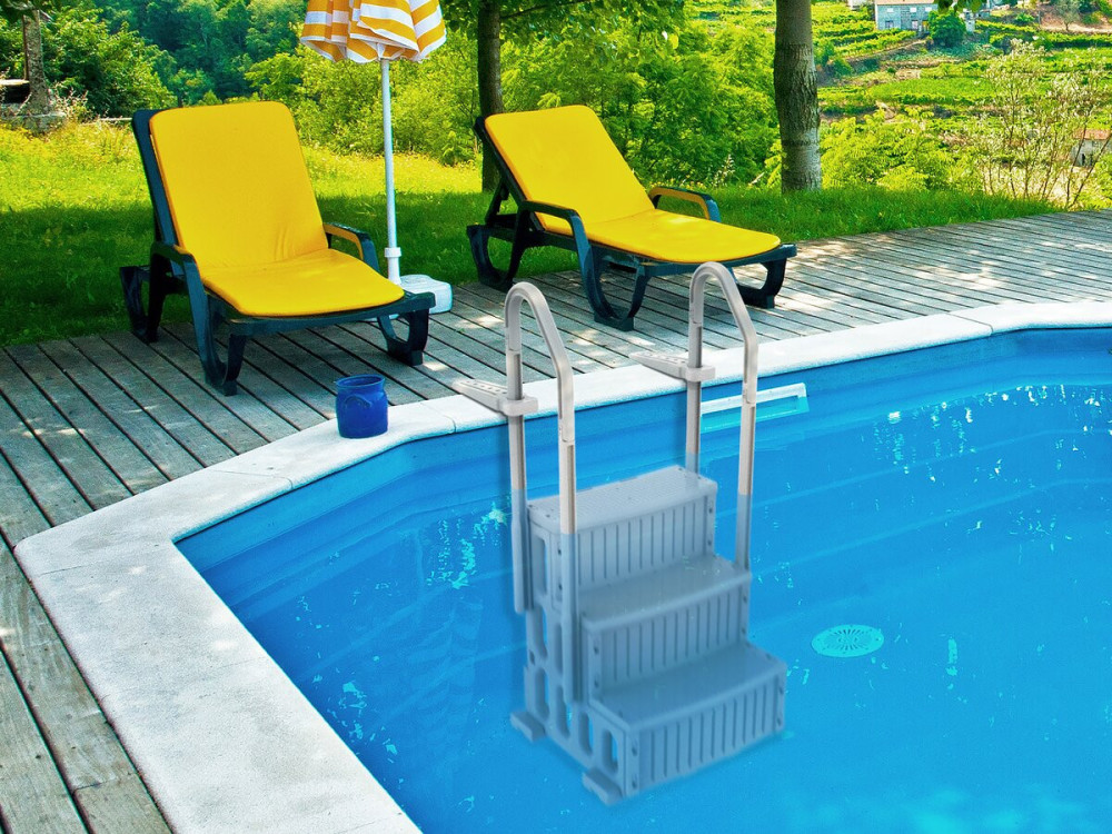 Einfache Leitertreppe für Pool "Nathan" - 3 Stufen - aus Kunststoff