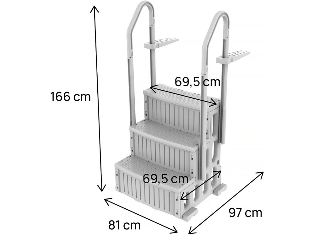 Einfache Leitertreppe für Pool "Nathan" - 3 Stufen - aus Kunststoff