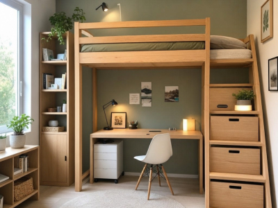 Das Hochbett aus Holz: die geniale Lösung, um einen kleinen Raum optimal zu nutzen